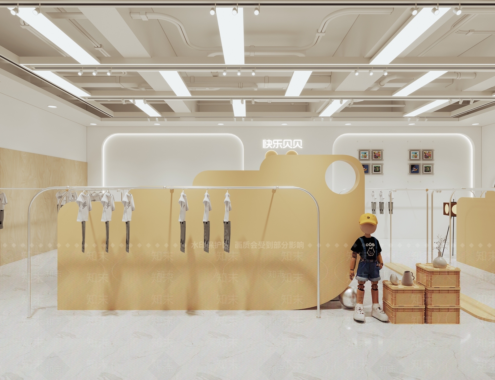 奶油极简服装店3D模型下载【ID:1204837162】