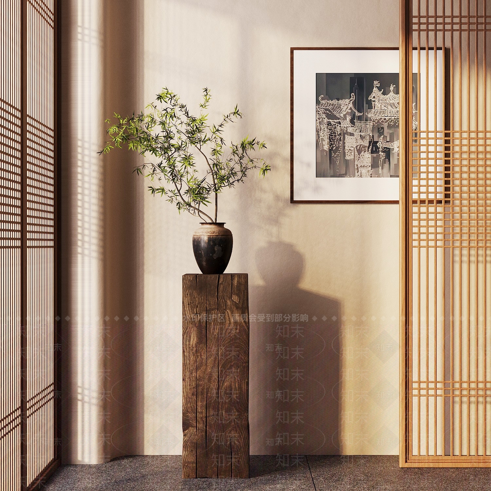 新中式禅意花艺3D模型下载【ID:1204837705】