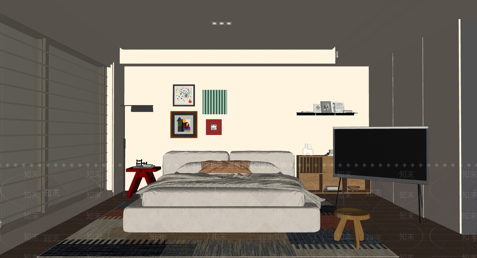 绿白条纹挂画挂画SU模型下载【ID:1227343848】