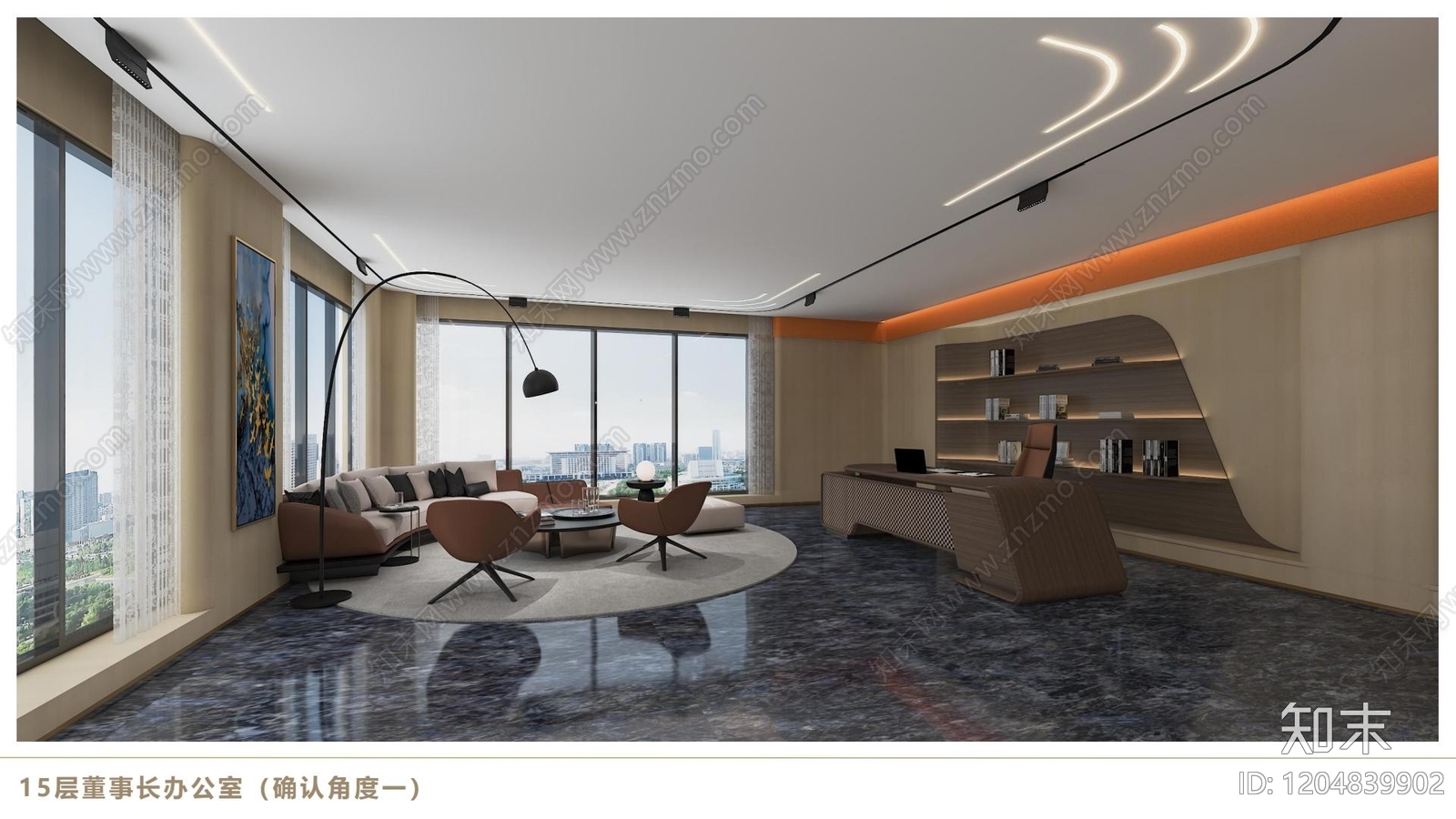 现代独立办公室cad施工图下载【ID:1204839902】