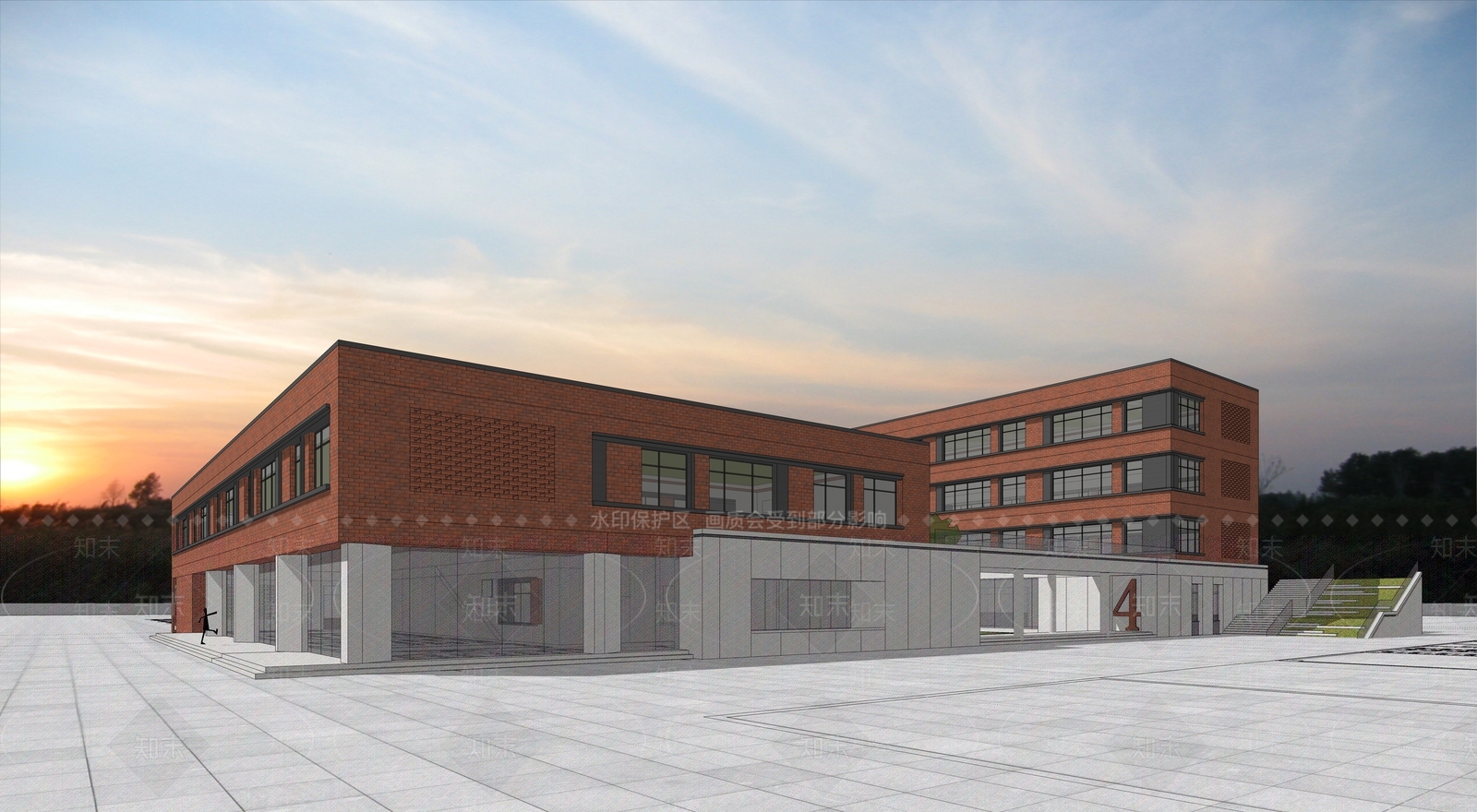 现代新中式学校建筑SU模型下载【ID:1204839918】