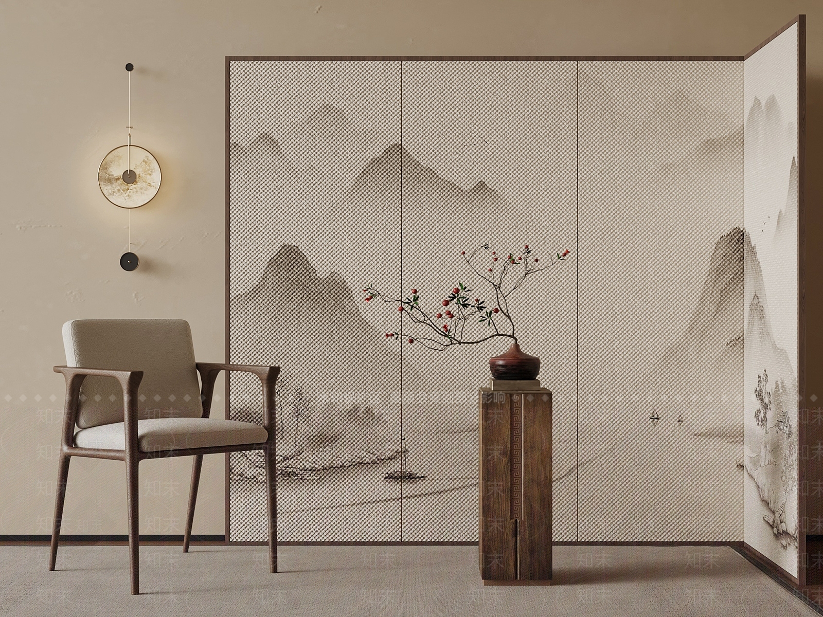 新中式屏风SU模型下载【ID:1204840214】