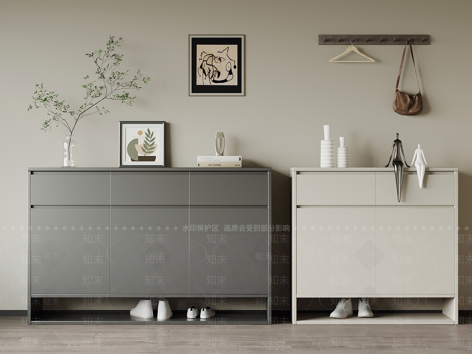 现代鞋柜SU模型下载【ID:1204840609】