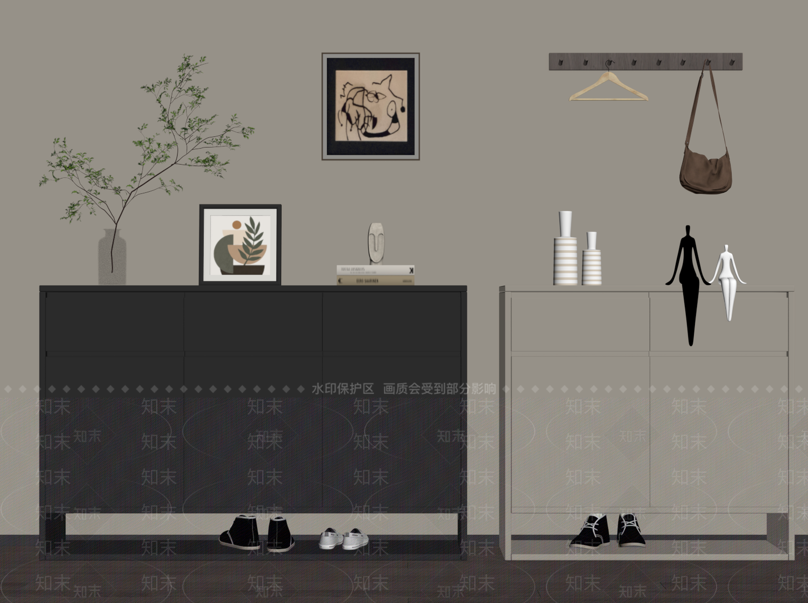 现代鞋柜SU模型下载【ID:1204840609】