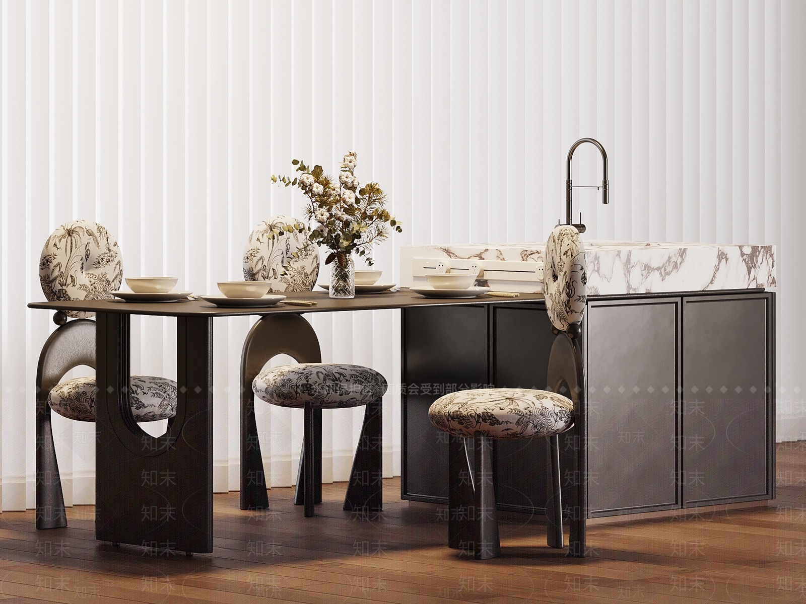 法式复古吧台3D模型下载【ID:1204843559】