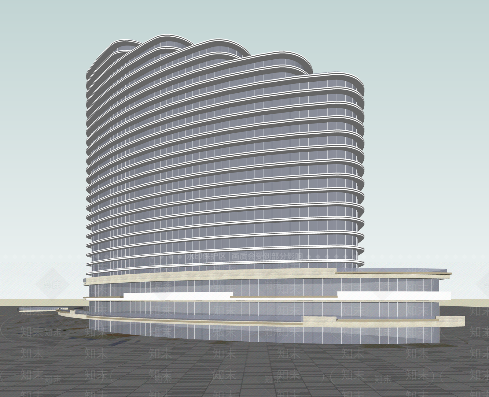 现代酒店建筑SU模型下载【ID:1204844601】