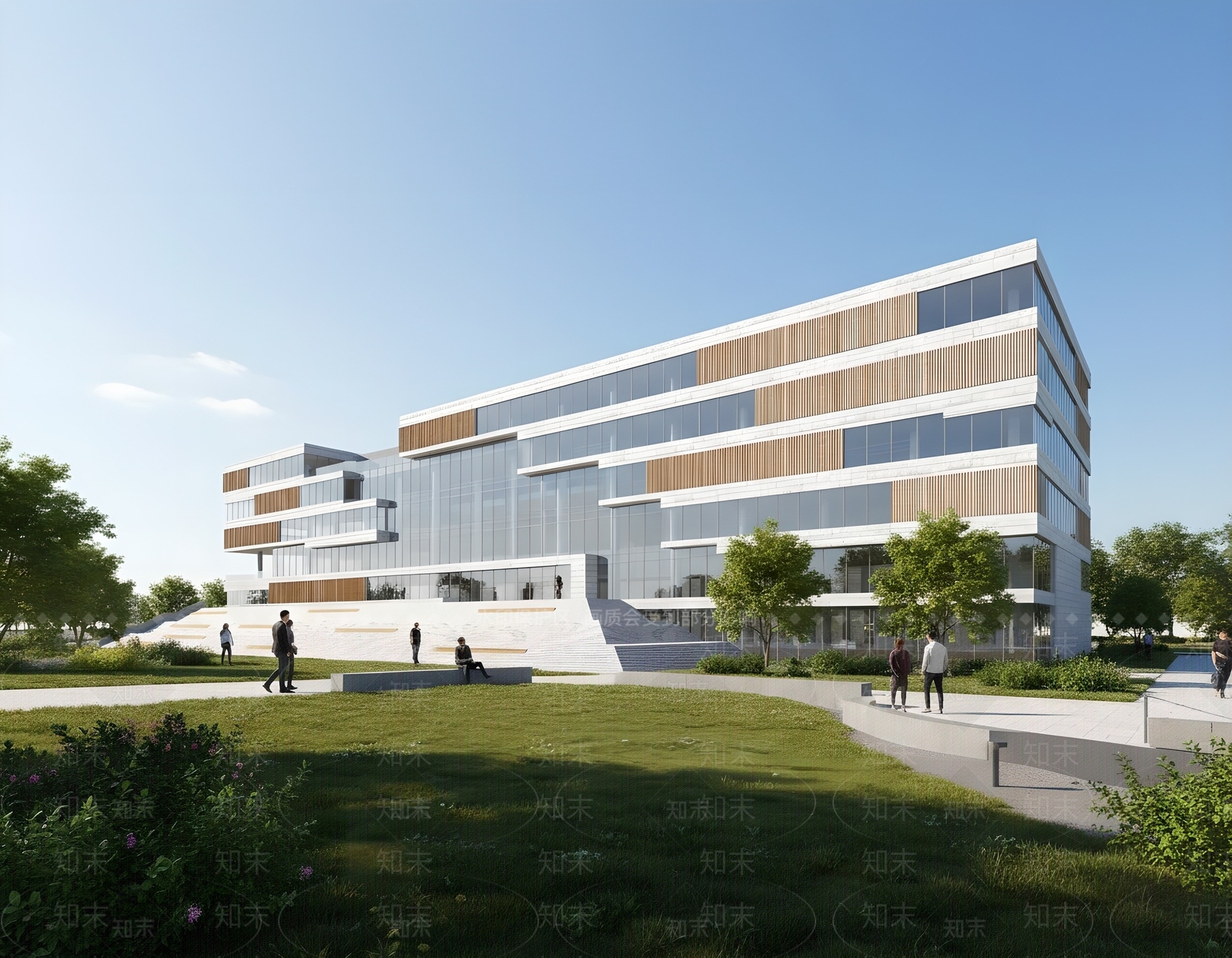现代图书馆建筑SU模型下载【ID:1204844763】