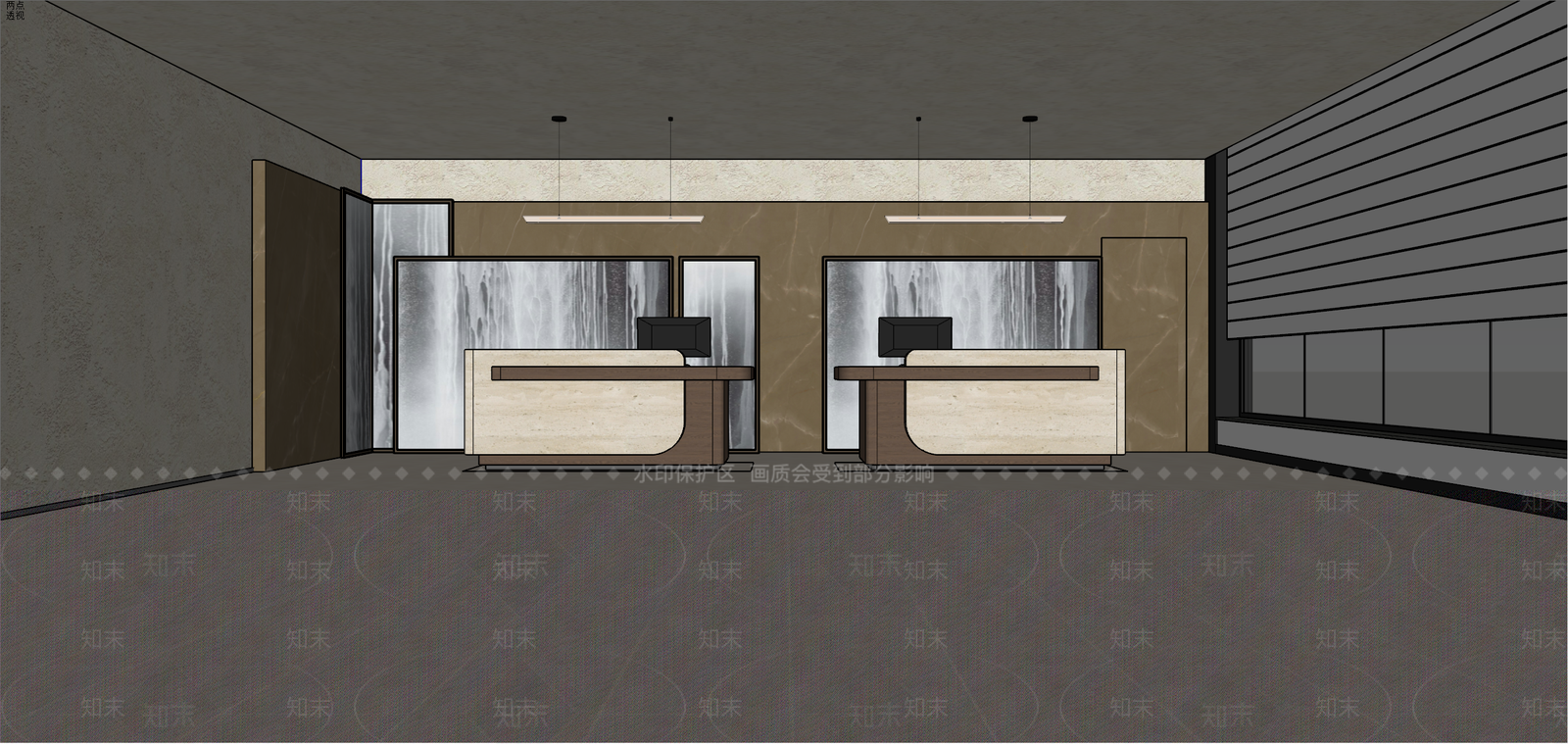 现代酒店大堂SU模型下载【ID:1204844950】