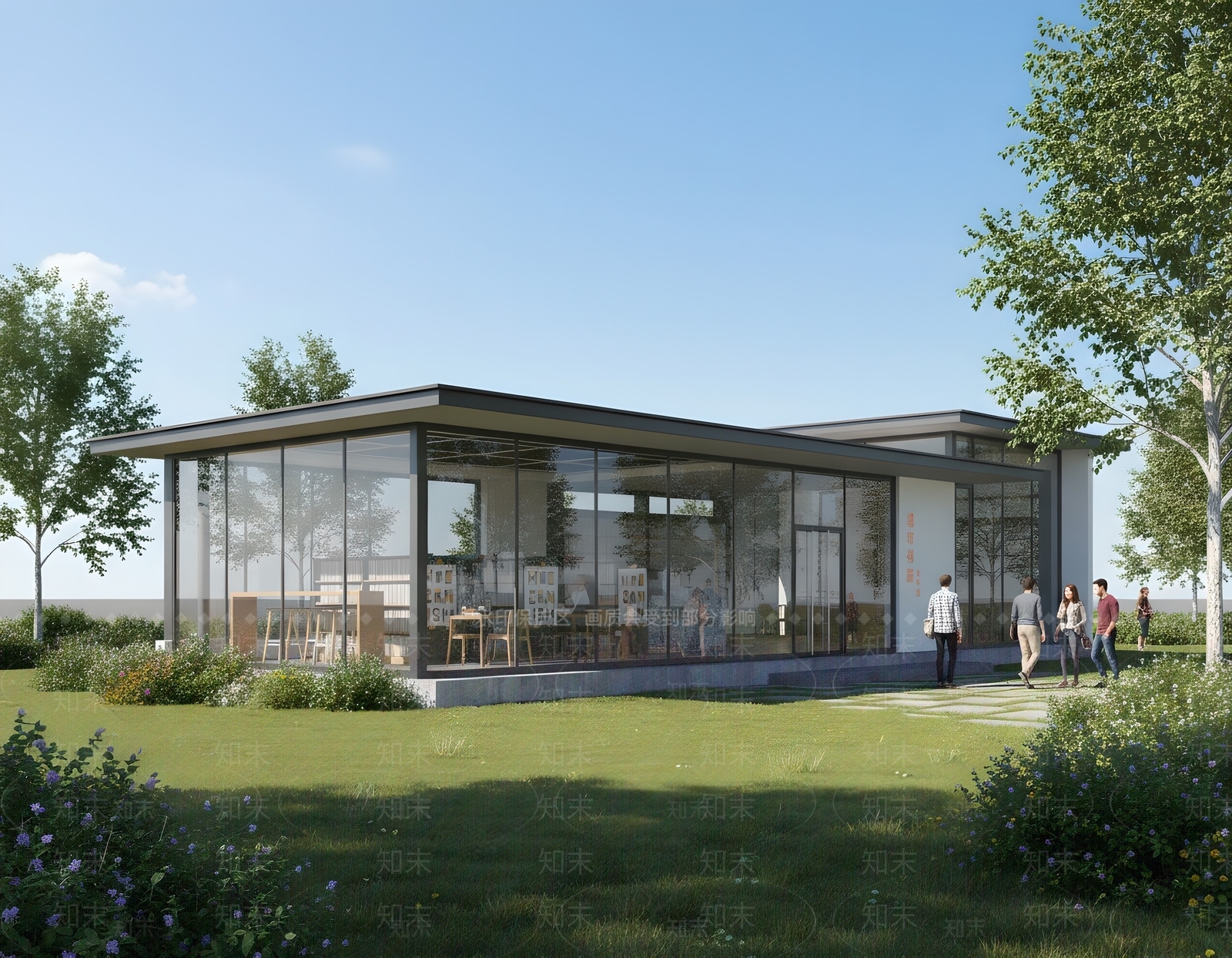 现代图书馆建筑SU模型下载【ID:1204844977】