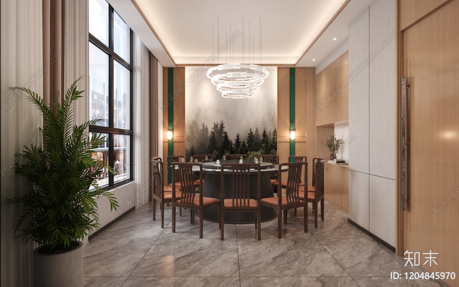 新中式中式中餐厅cad施工图下载【ID:1204845970】