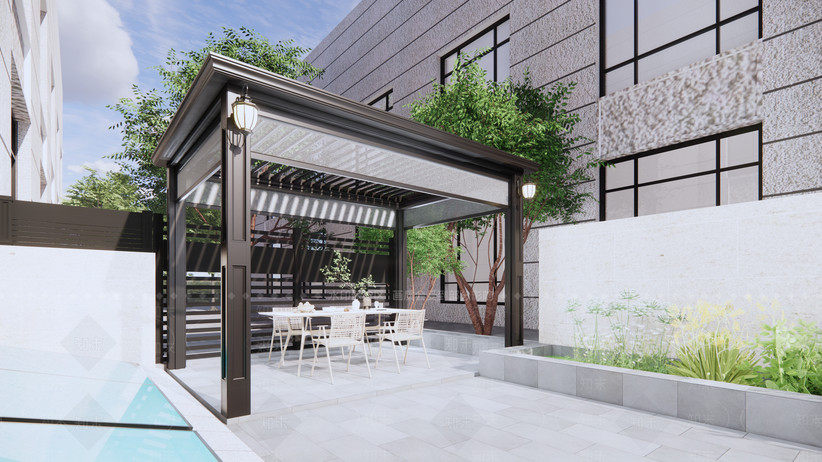 现代简约亭子SU模型下载【ID:1204846728】