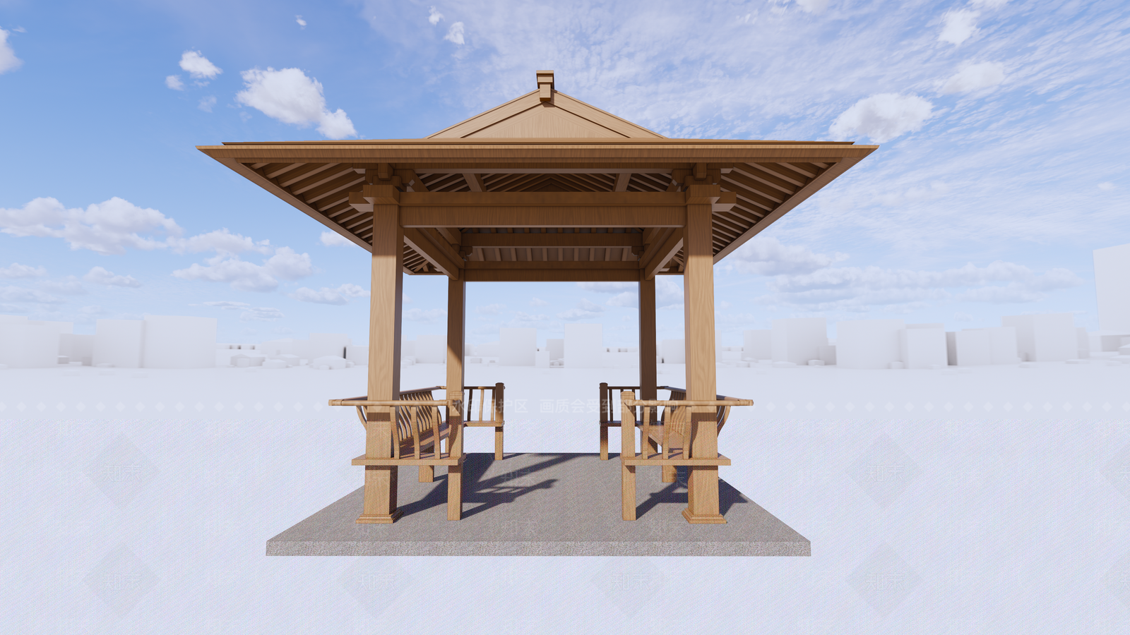 现代日式亭子SU模型下载【ID:1204847149】