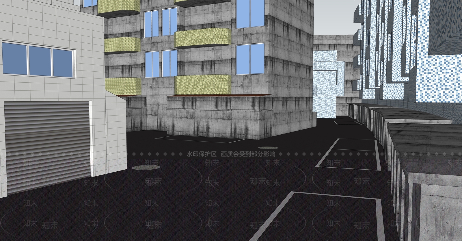 现代小区景观SU模型下载【ID:1204847095】