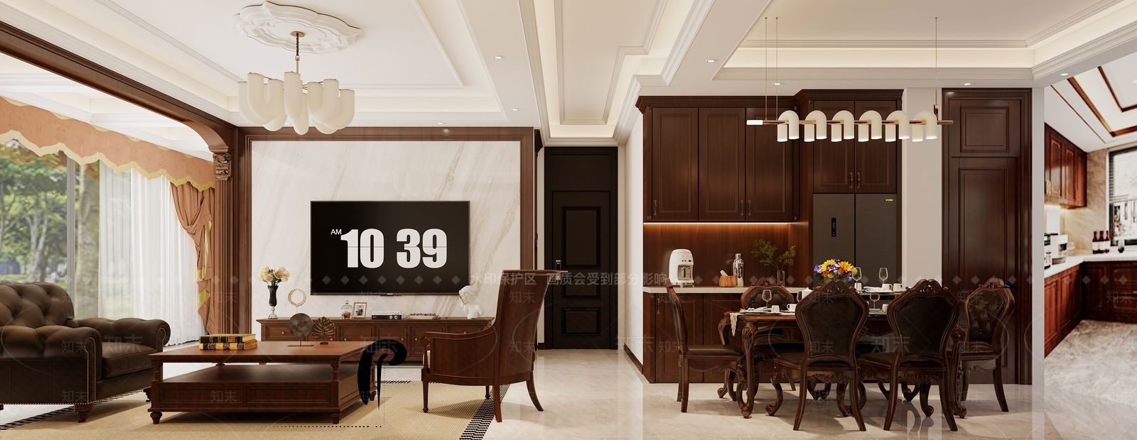 美式简欧家居客厅3D模型下载【ID:1204849886】