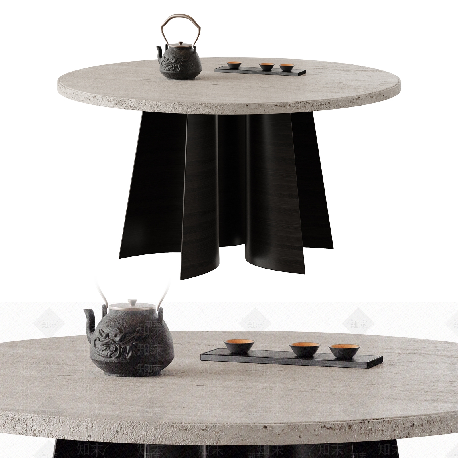 现代中古餐桌3D模型下载【ID:1204850125】