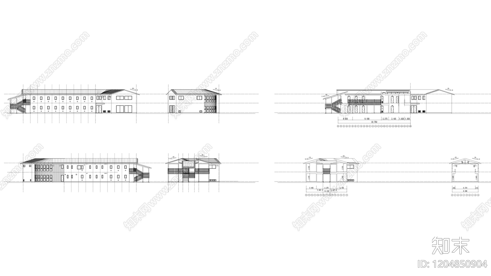 现代办公楼建筑施工图下载【ID:1204850904】