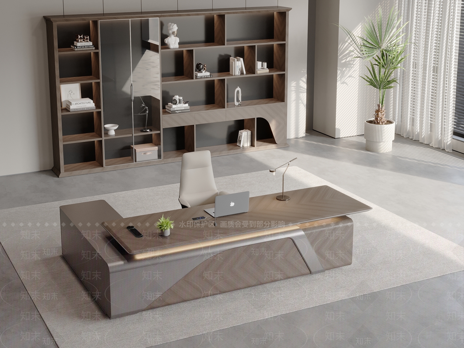 轻奢现代办公桌3D模型下载【ID:1204850927】