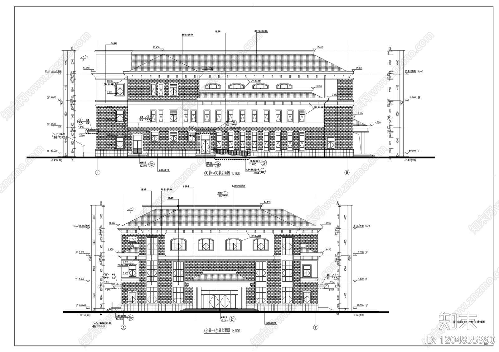 欧式学校建筑施工图下载【ID:1204855390】