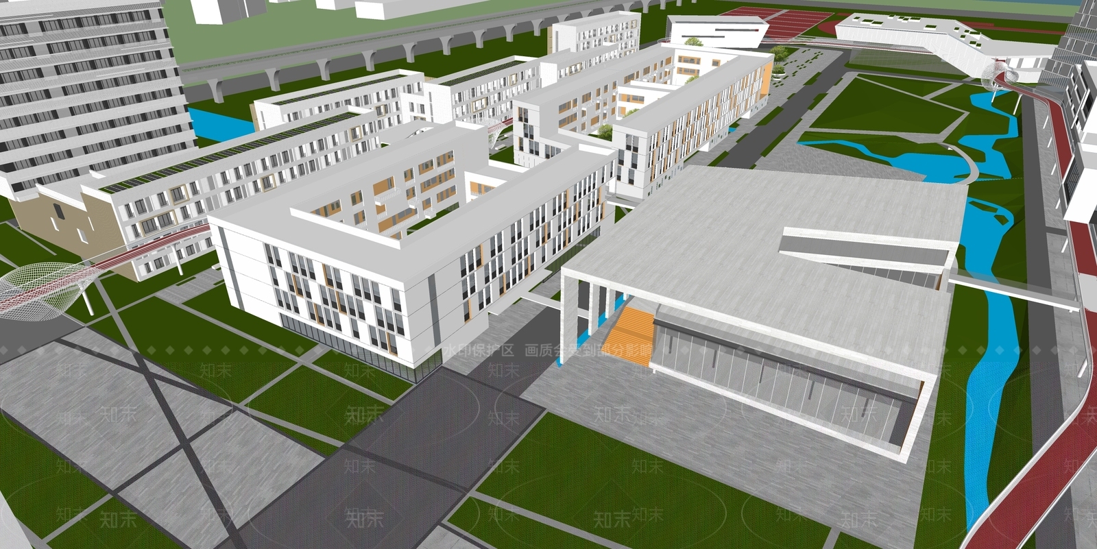 现代学校建筑SU模型下载【ID:1204856789】