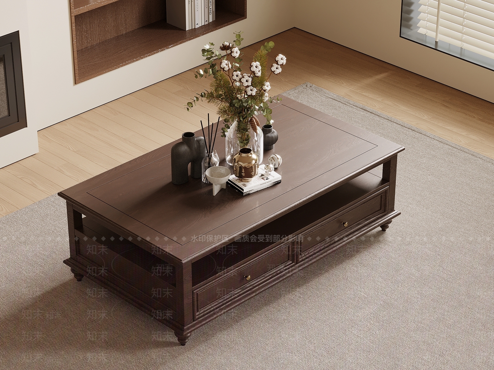 美式茶几SU模型下载【ID:1204865827】