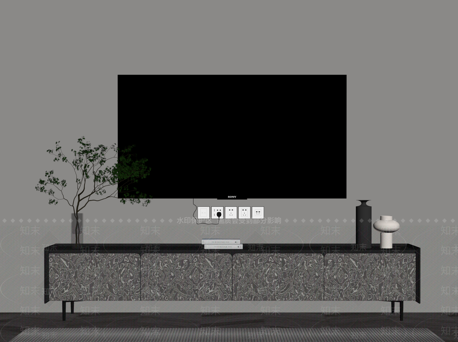 现代意式电视柜SU模型下载【ID:1204868081】