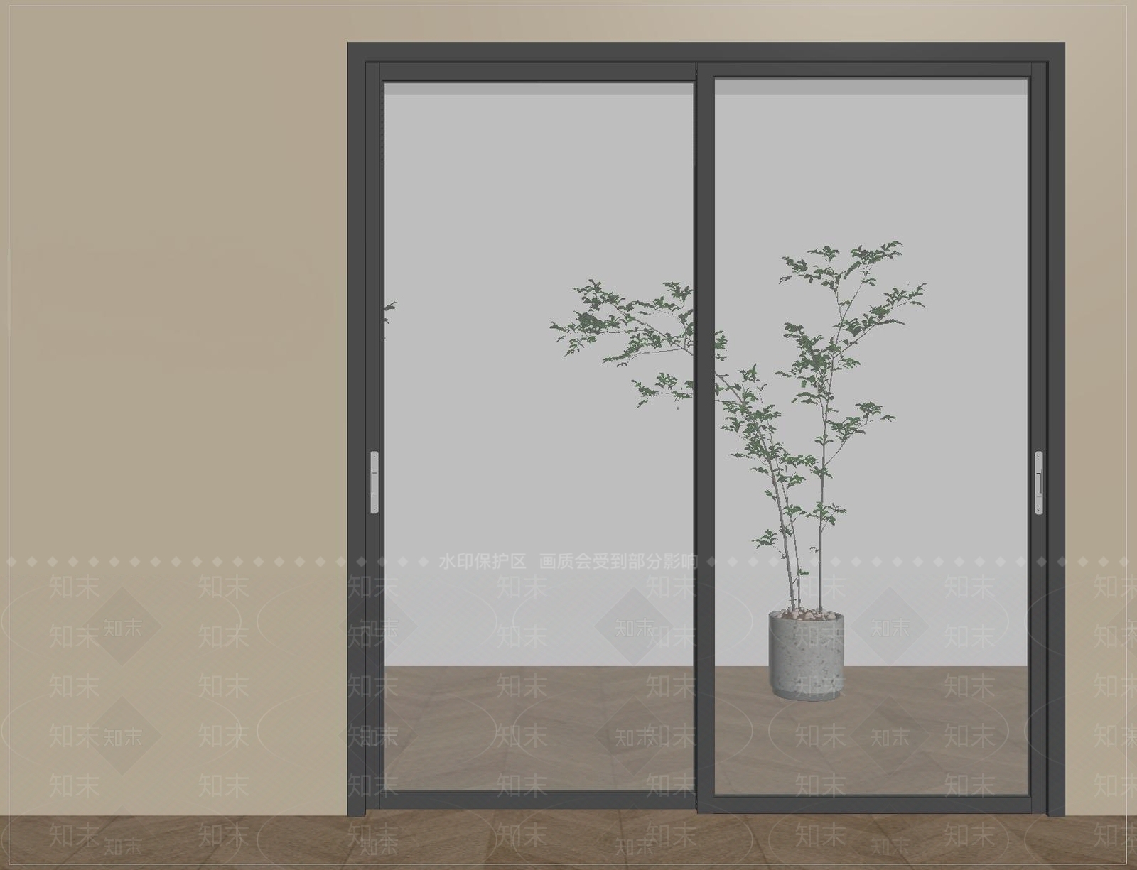 现代推拉门SU模型下载【ID:1204869484】
