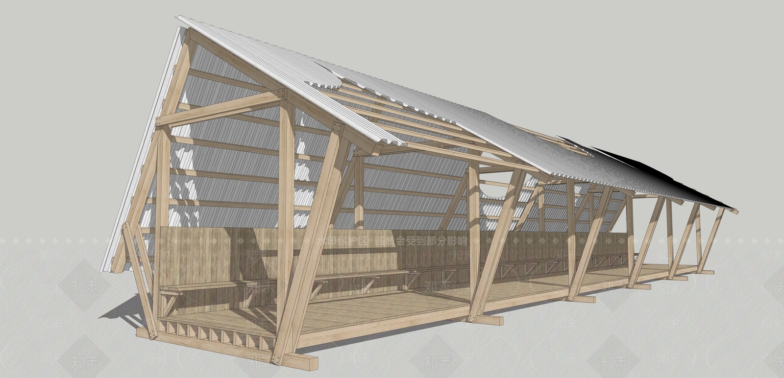 现代廊架空间SU模型下载【ID:1204869696】