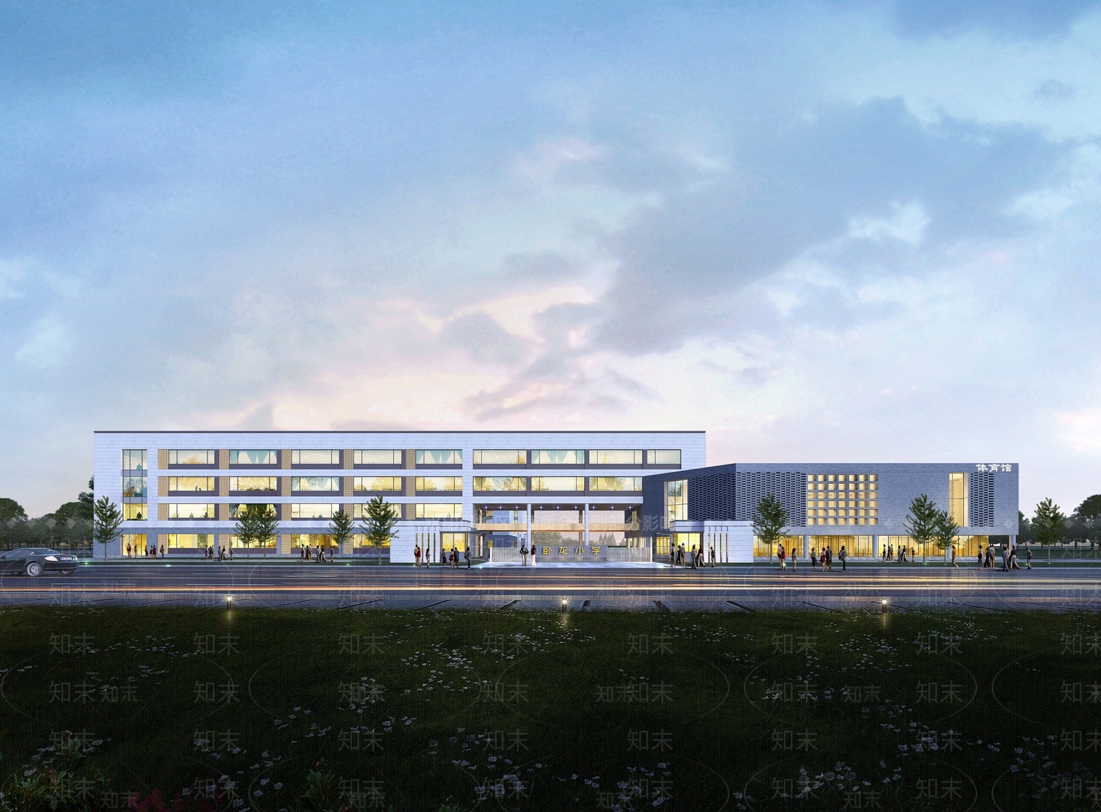 新中式学校建筑SU模型下载【ID:1204872661】