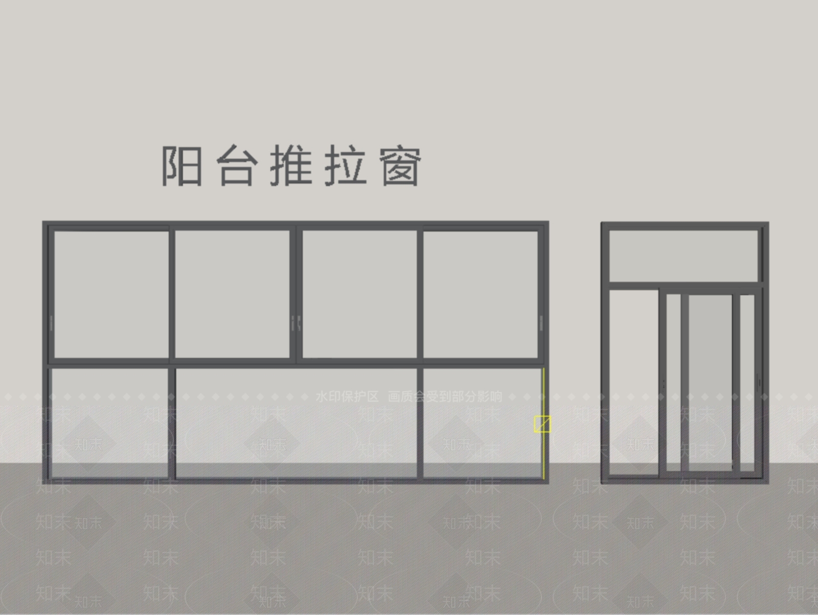 现代推拉窗SU模型下载【ID:1204873488】