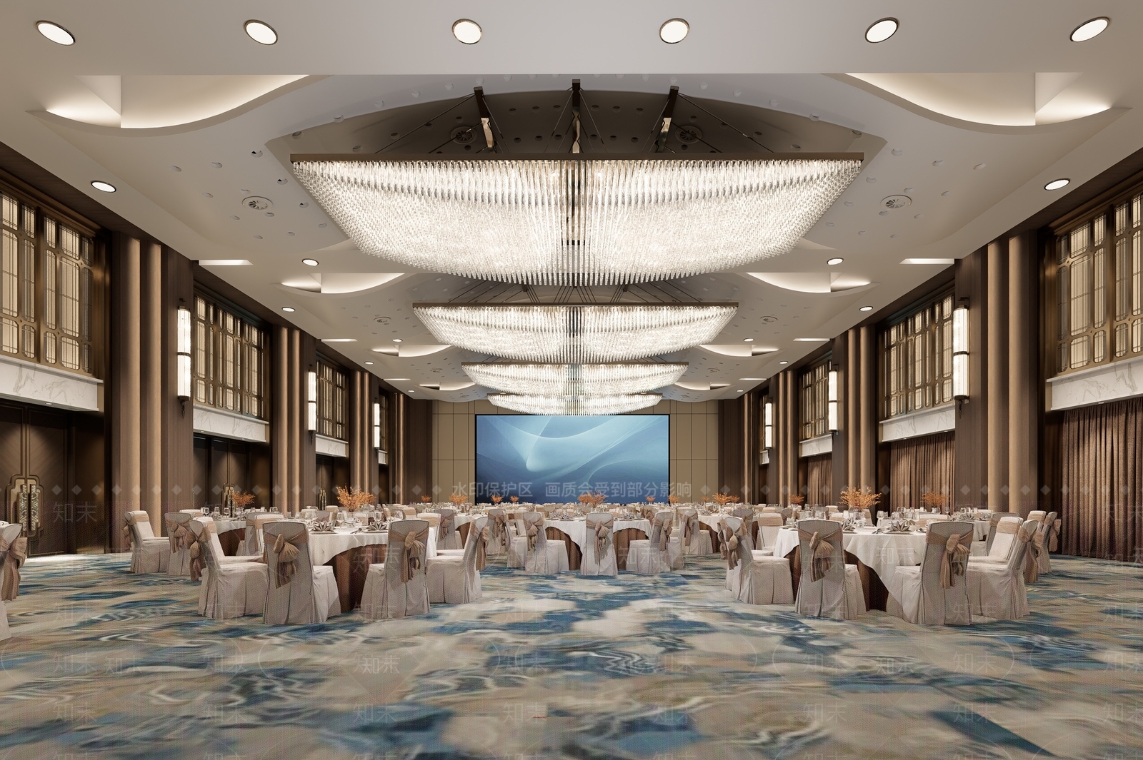 现代轻奢宴会厅SU模型下载【ID:1204874055】