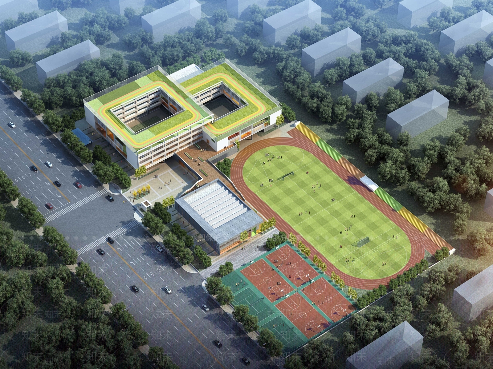现代学校建筑SU模型下载【ID:1204875247】