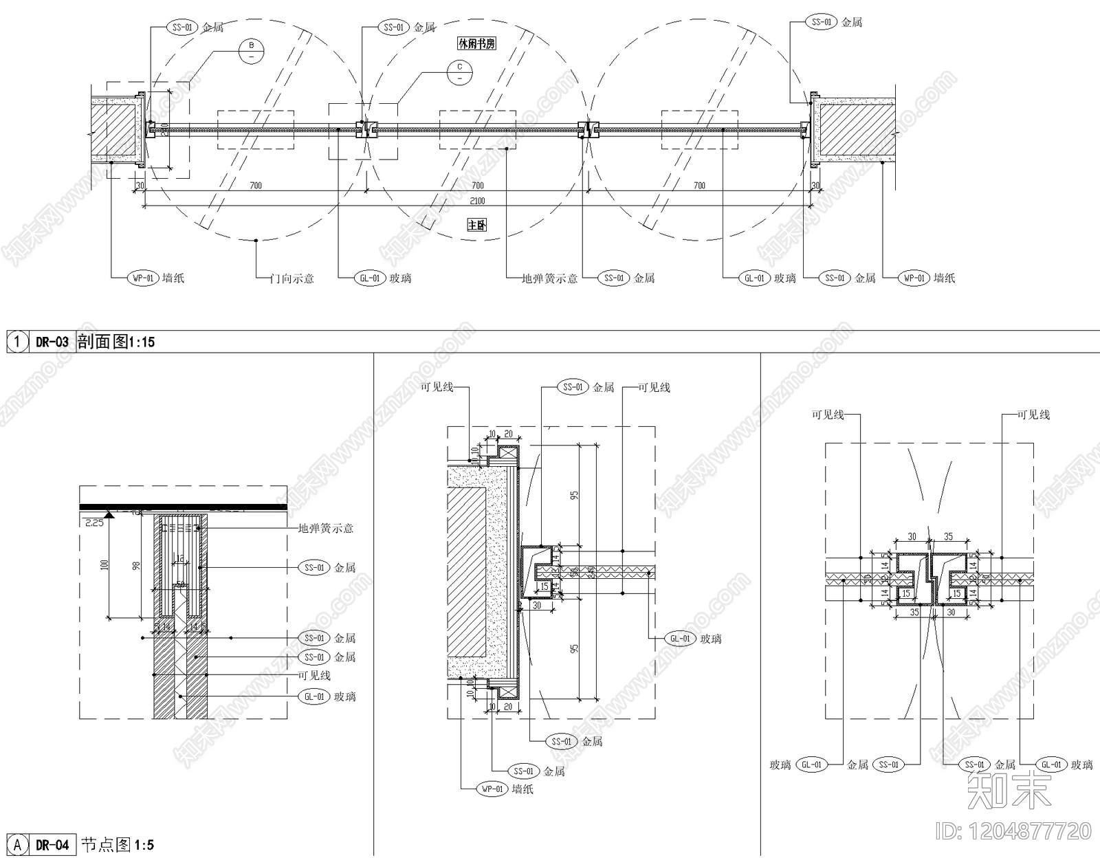 旋转门施工图下载【ID:1204877720】