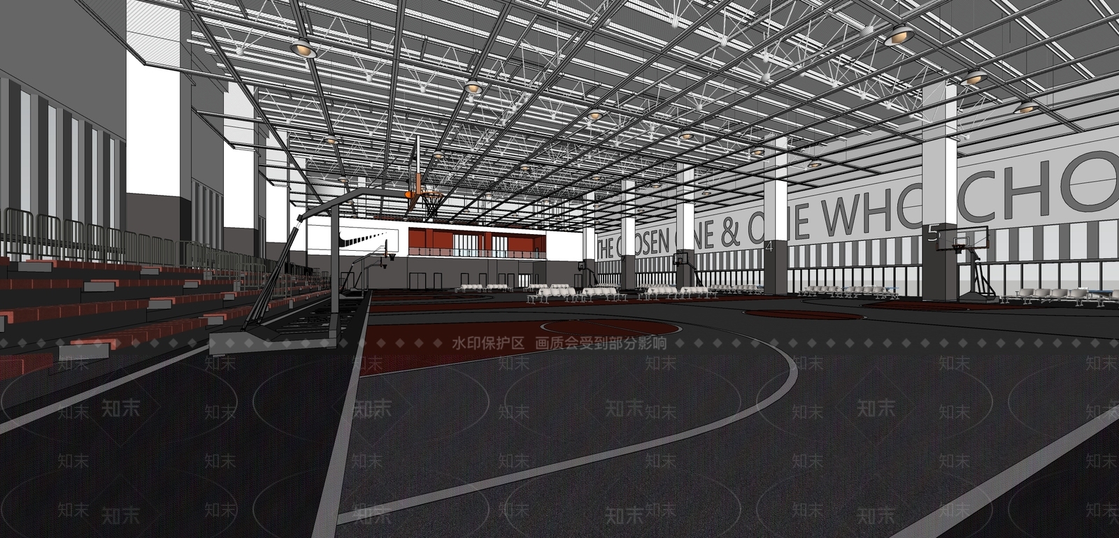 现代篮球场SU模型下载【ID:1204878872】
