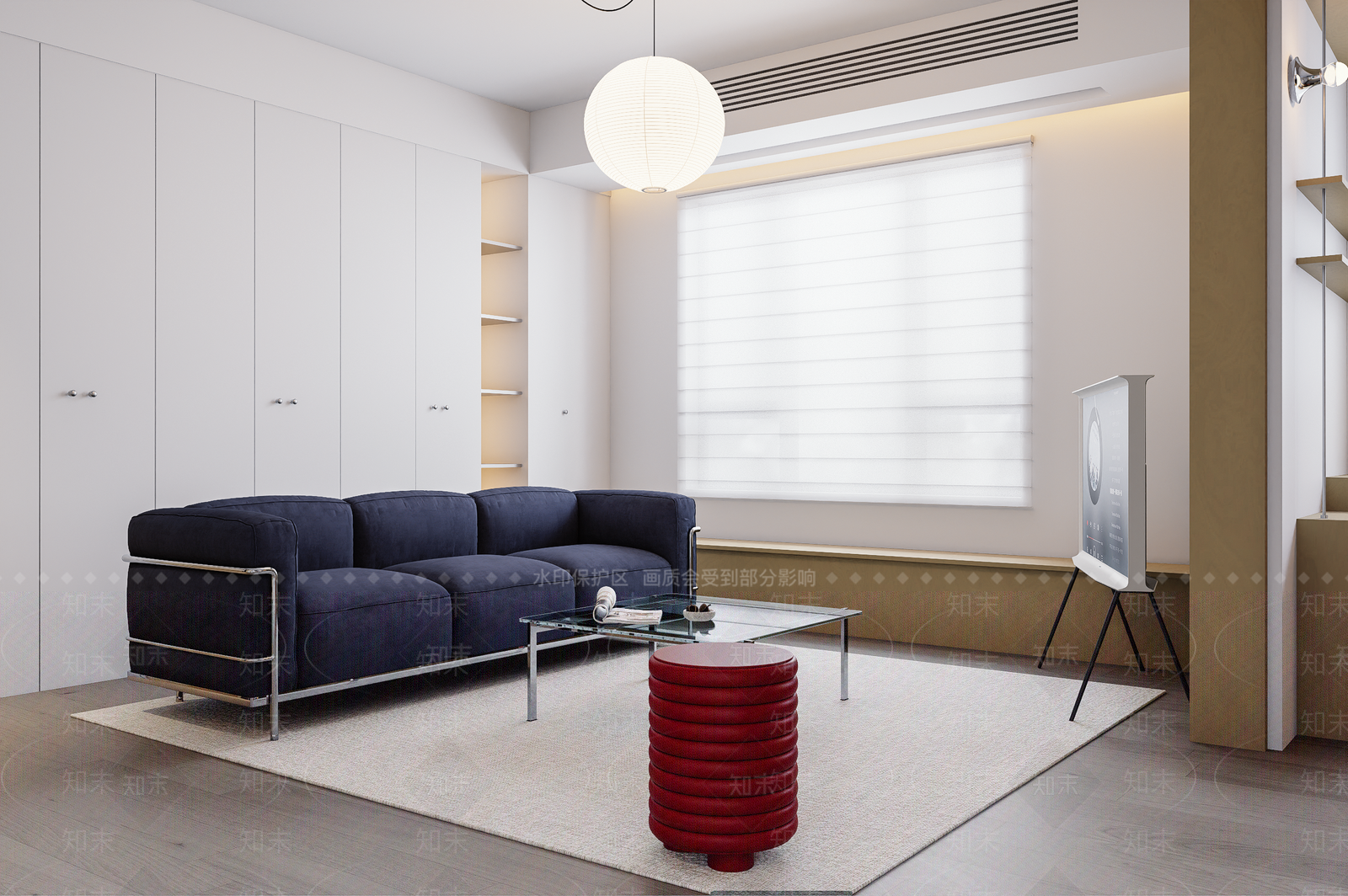 现代北欧小户型客厅SU模型下载【ID:1204879006】