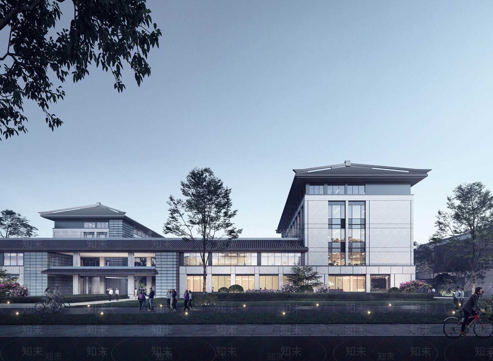 新中式学校建筑SU模型下载【ID:1204879048】