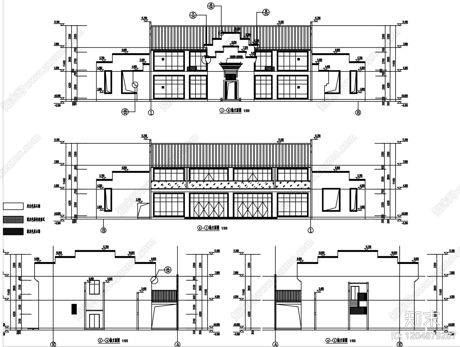 新中式民宿建筑cad施工图下载【ID:1204879287】