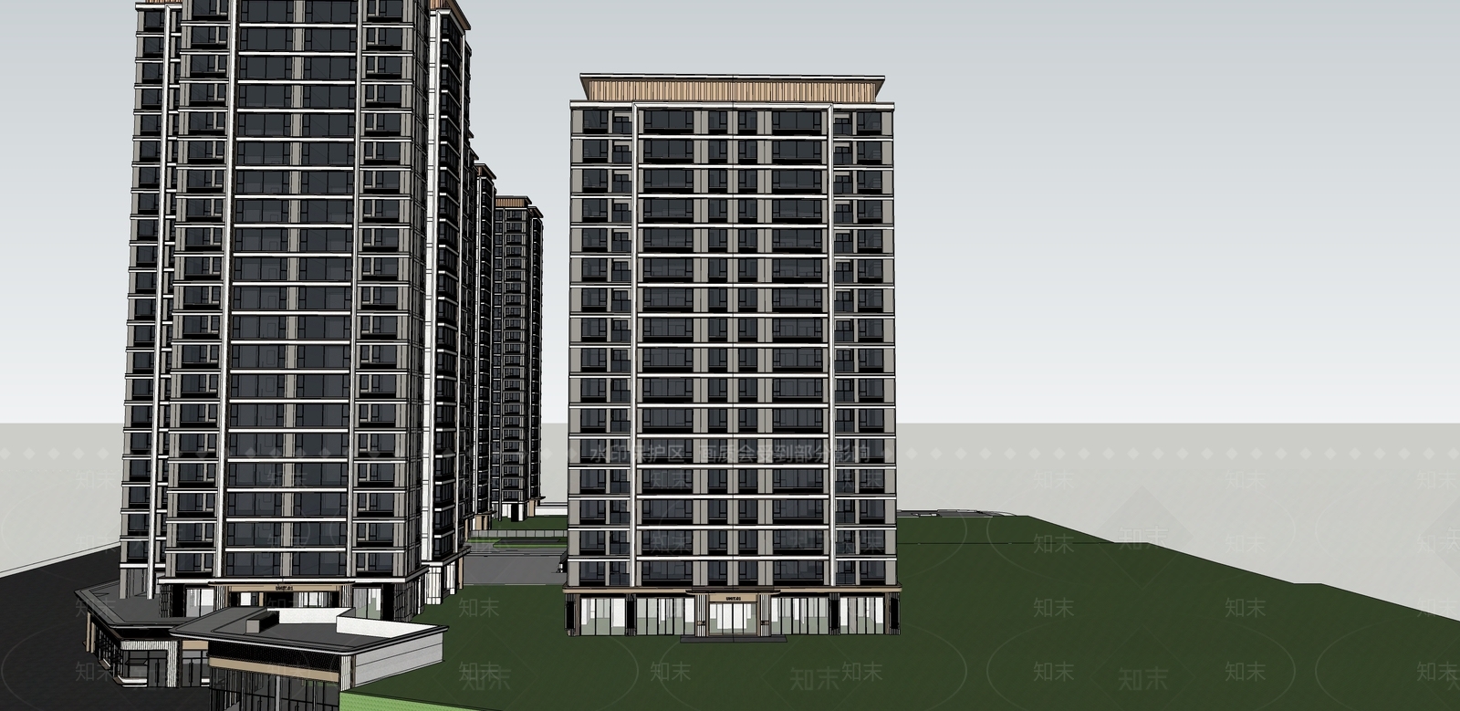 简约现代小区建筑SU模型下载【ID:1204882031】