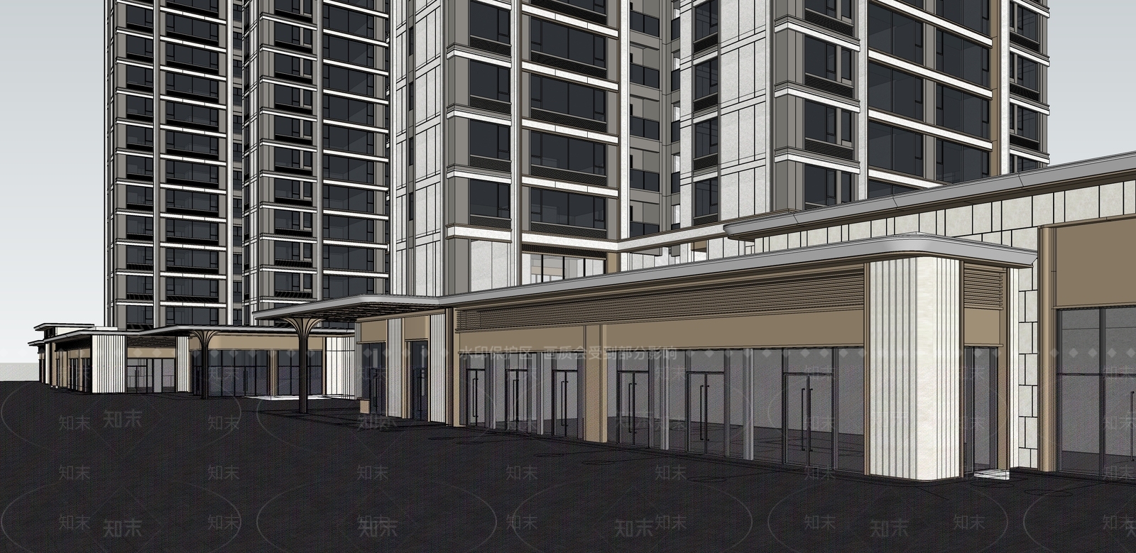 简约现代小区建筑SU模型下载【ID:1204882031】