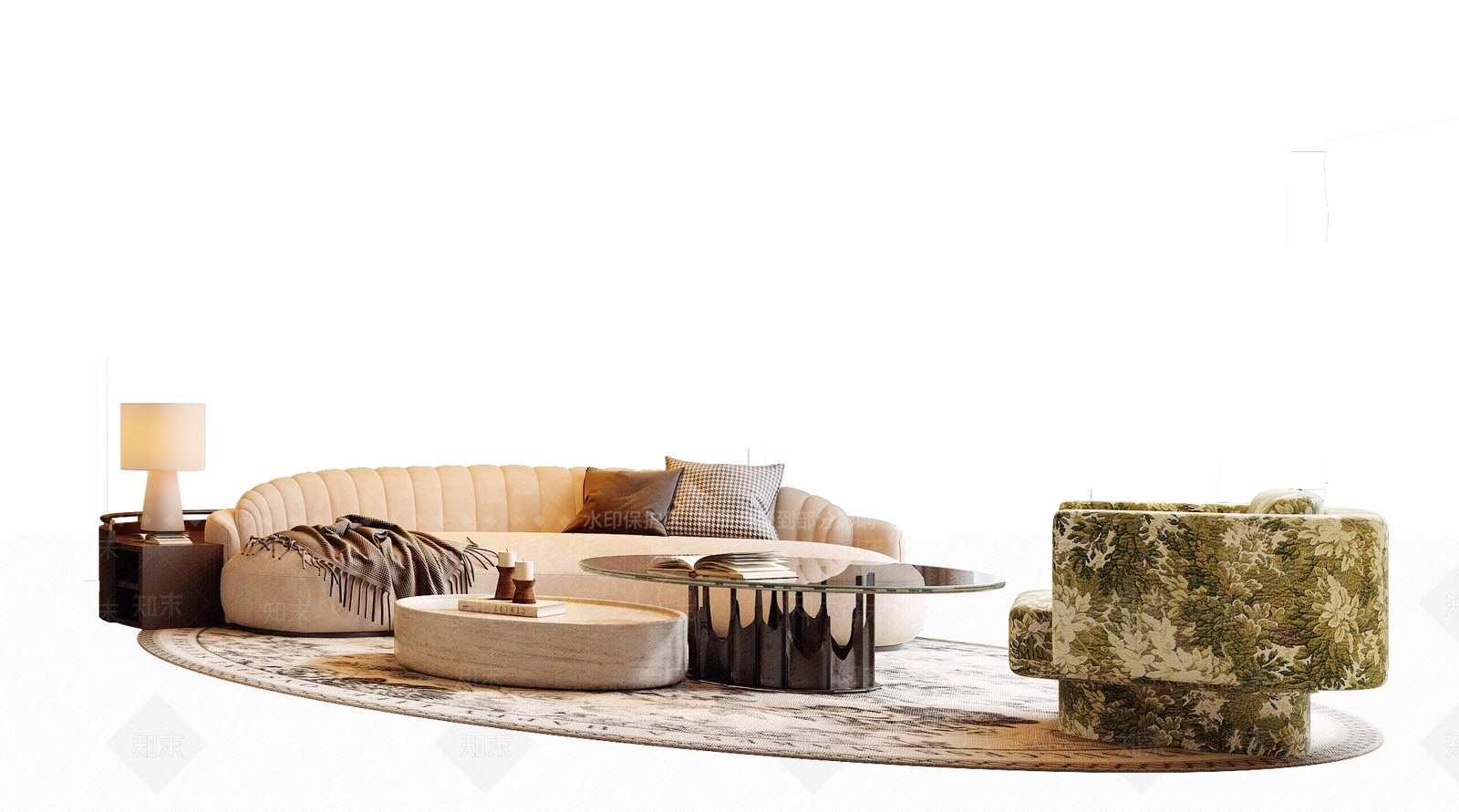 现代意式沙发组合SU模型下载【ID:1204882382】