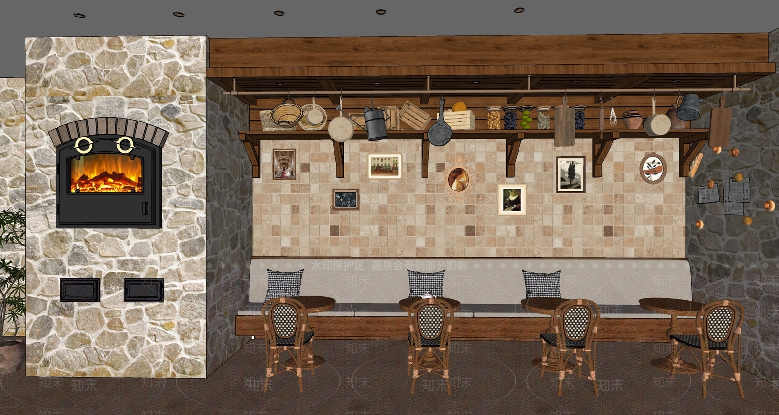 现代咖啡厅SU模型下载【ID:1204883272】