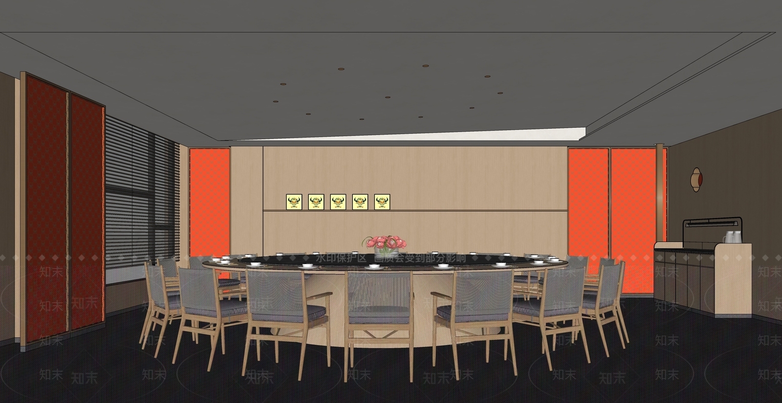 现代新中式中餐厅SU模型下载【ID:1204883608】
