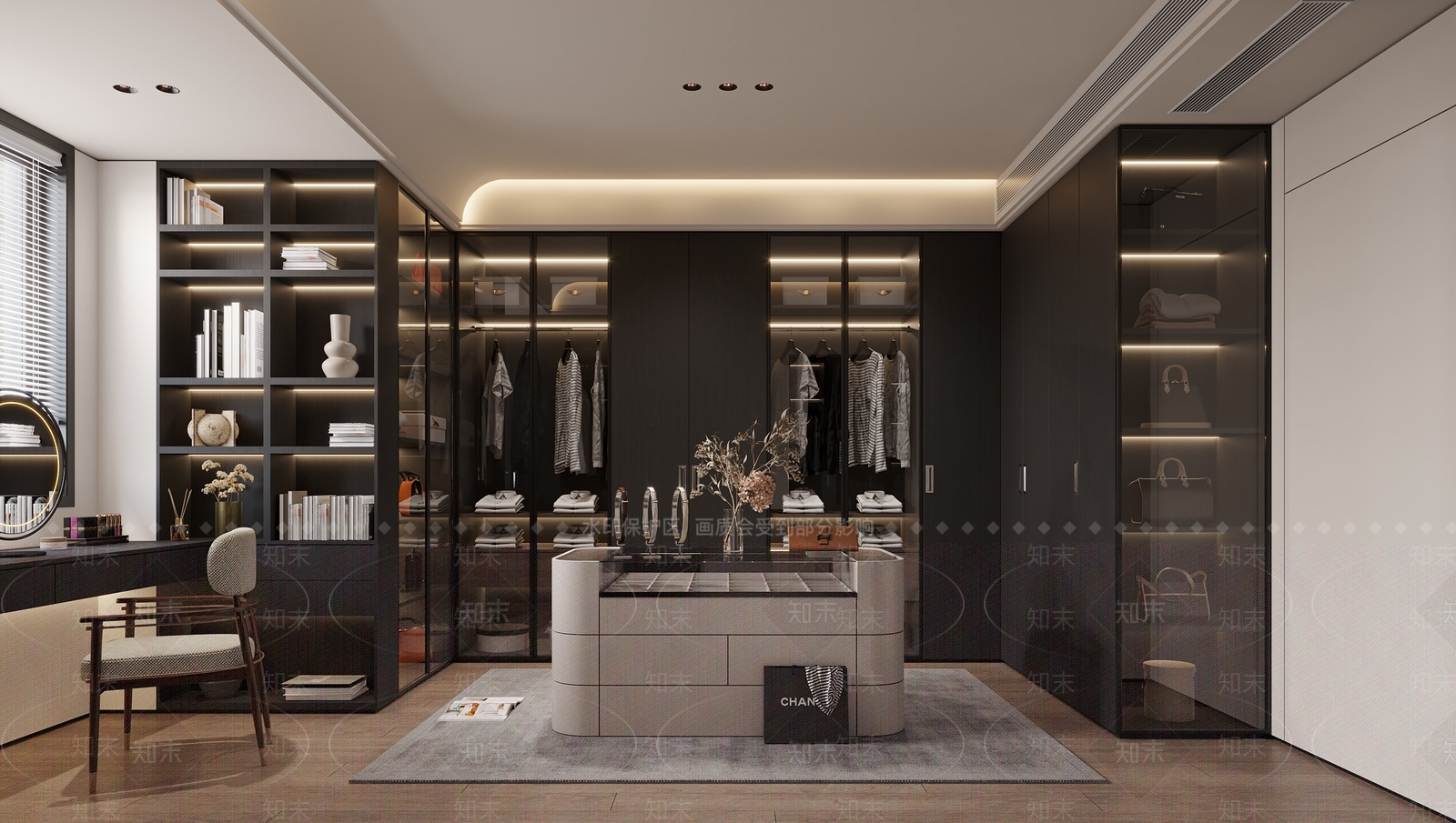 意式轻奢衣帽间3D模型下载【ID:1204887601】