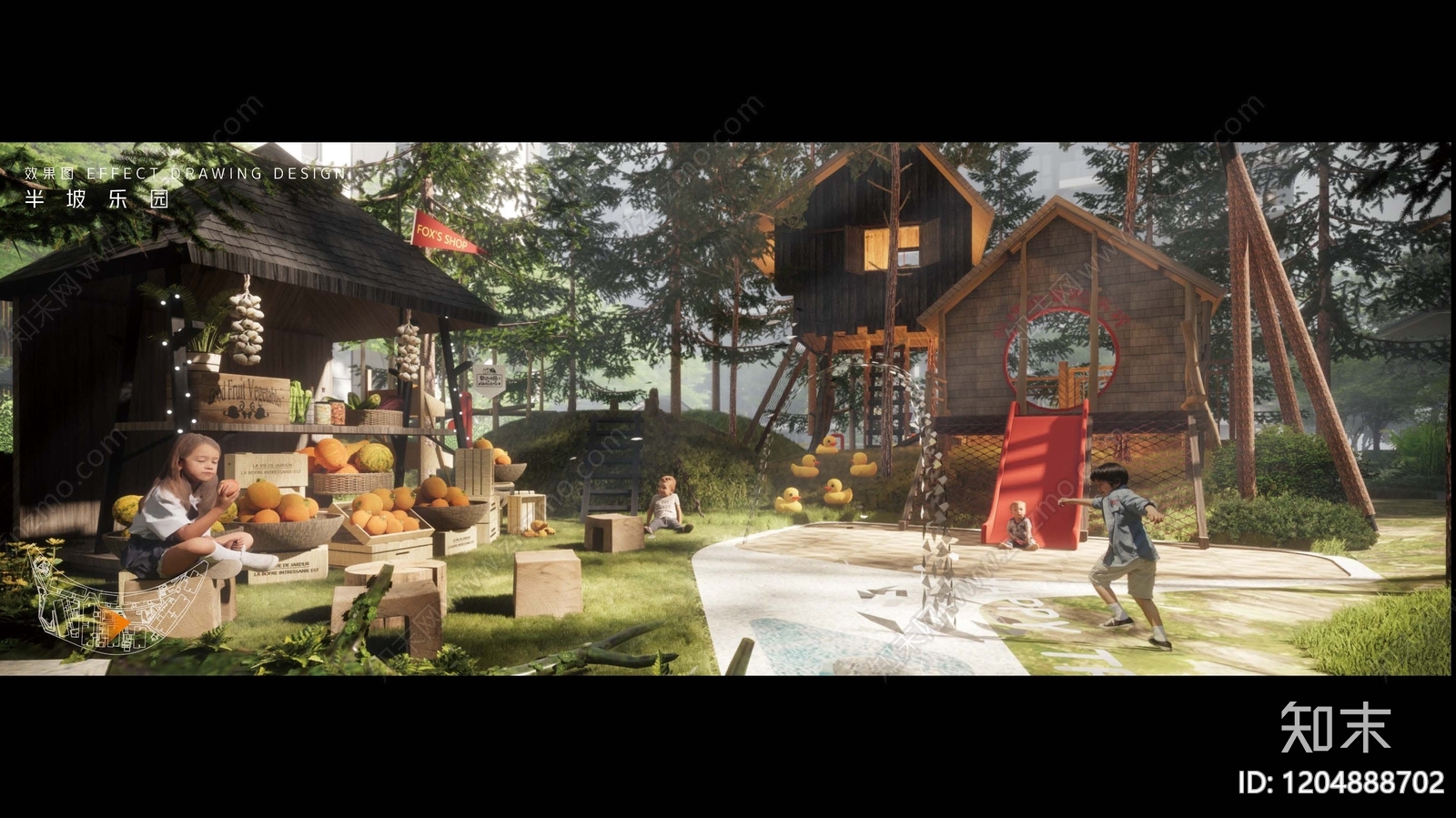 现代新中式小区景观下载【ID:1204888702】