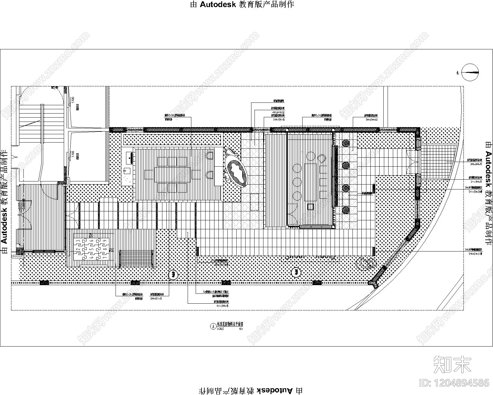 现代庭院cad施工图下载【ID:1204894586】