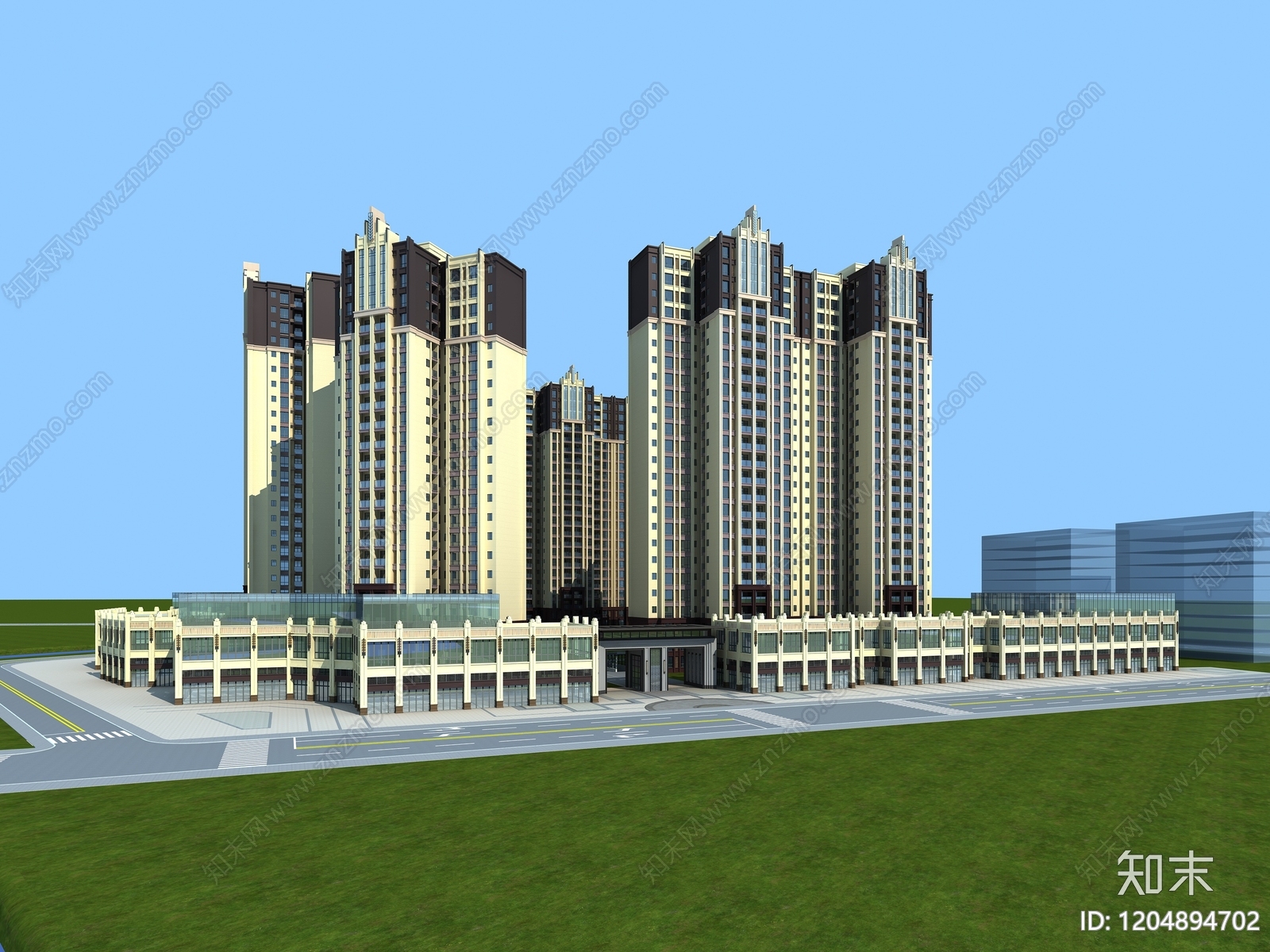 欧式多层住宅楼3D模型下载【ID:1204894702】