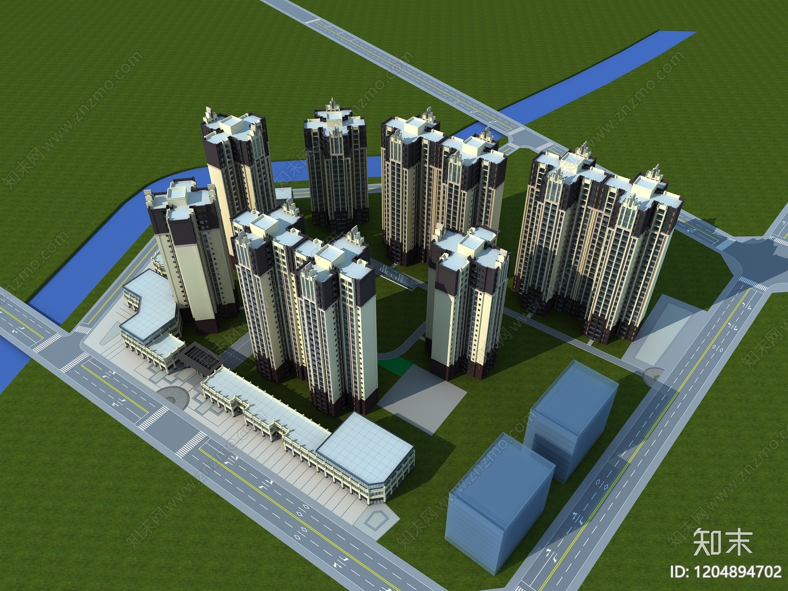 欧式多层住宅楼3D模型下载【ID:1204894702】