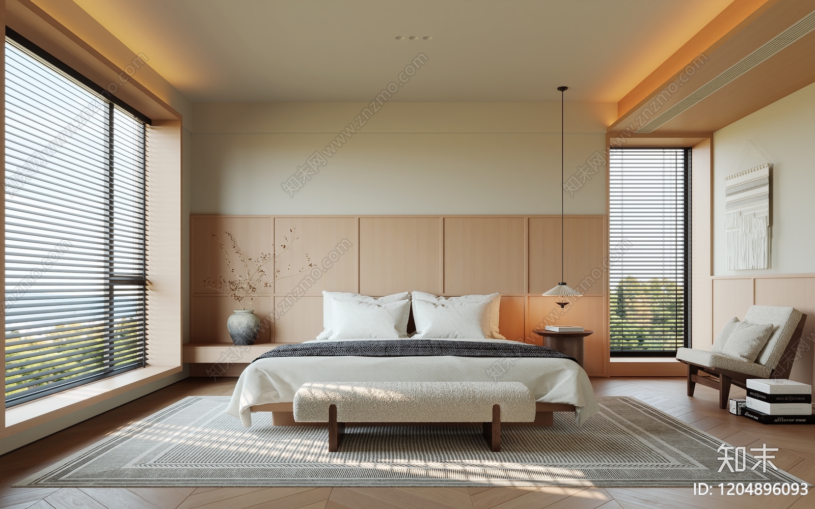 现代原木家居卧室SU模型下载【ID:1204896093】