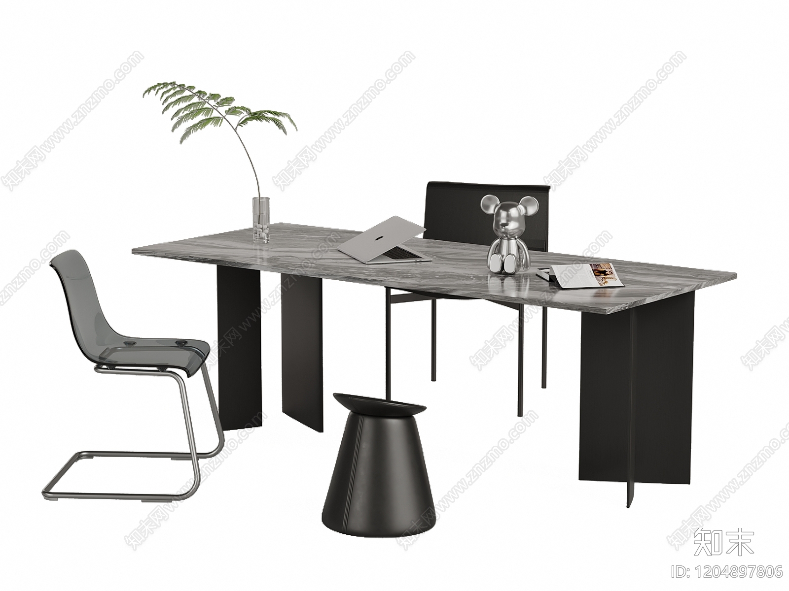 现代意式书桌椅3D模型下载【ID:1204897806】