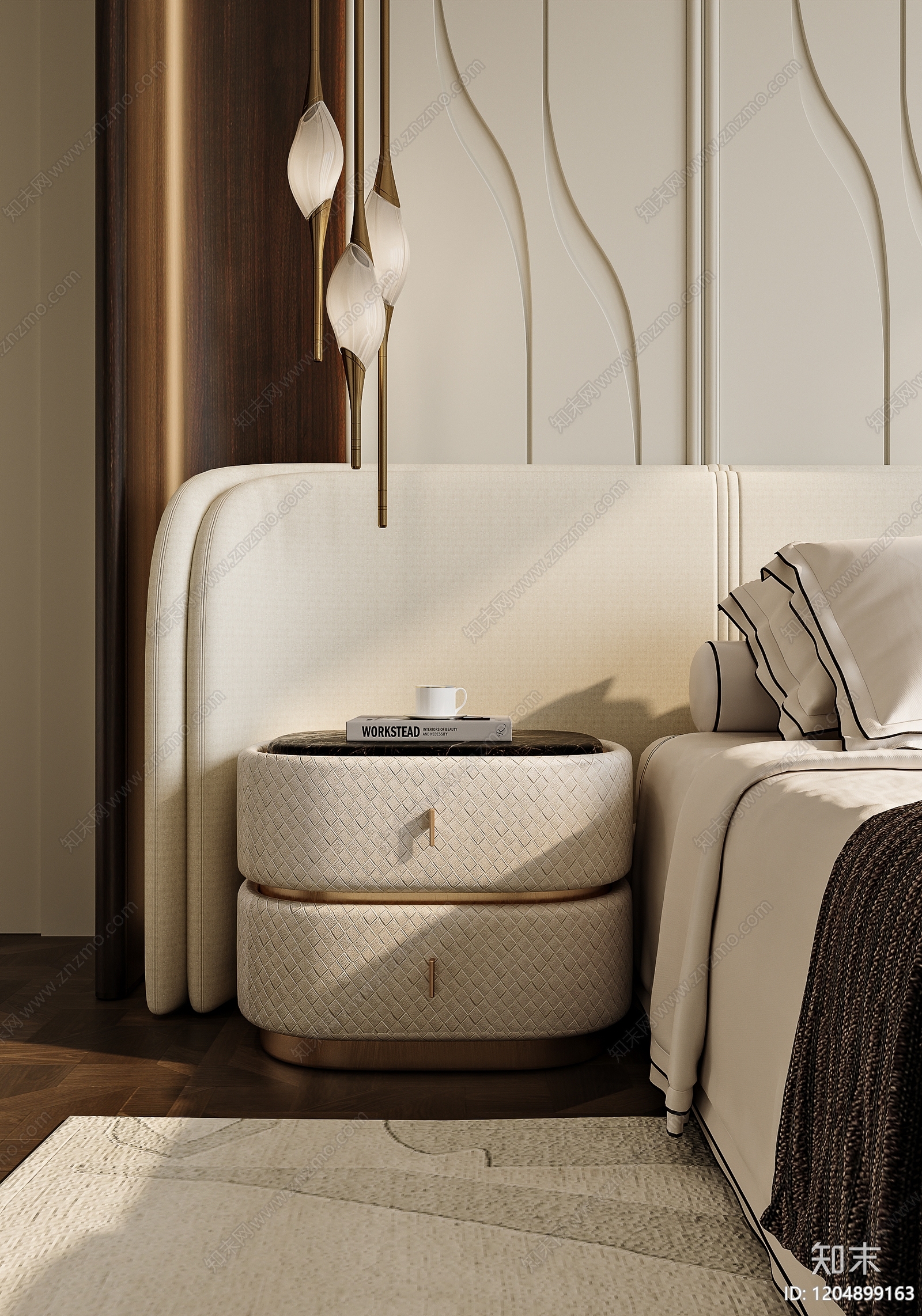 轻奢复古床头柜SU模型下载【ID:1204899163】