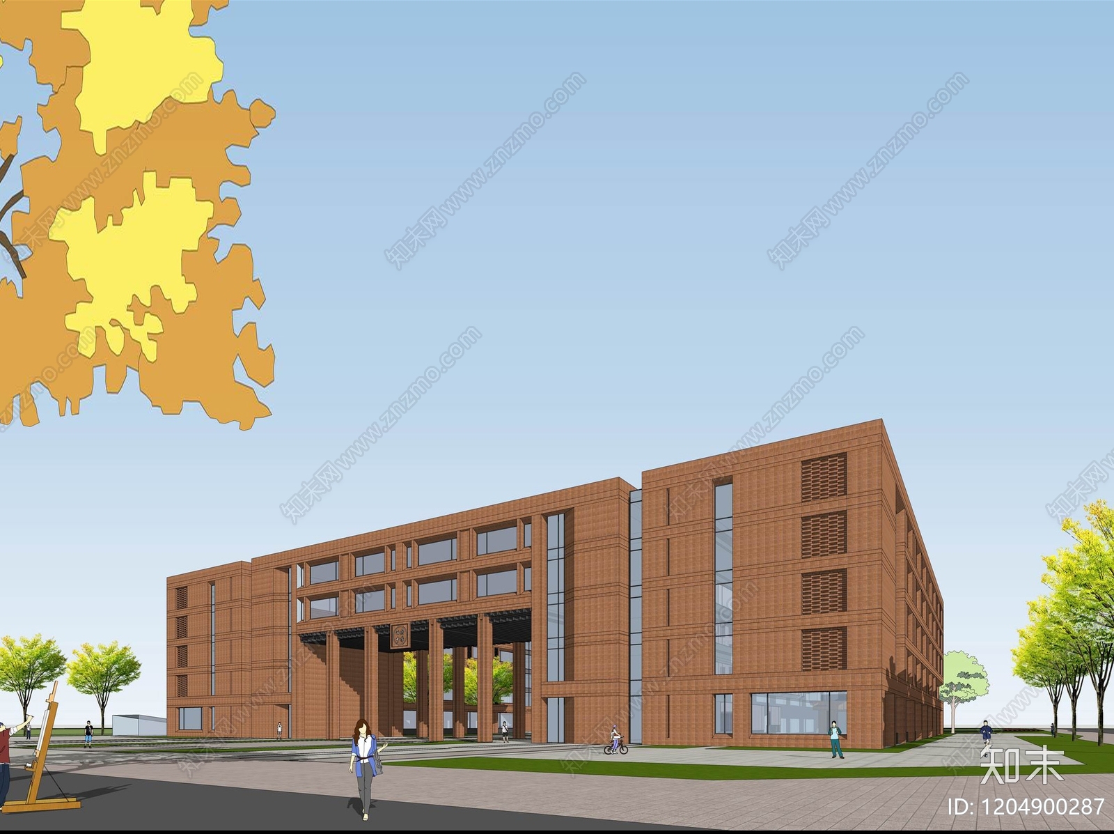 现代新中式学校建筑SU模型下载【ID:1204900287】